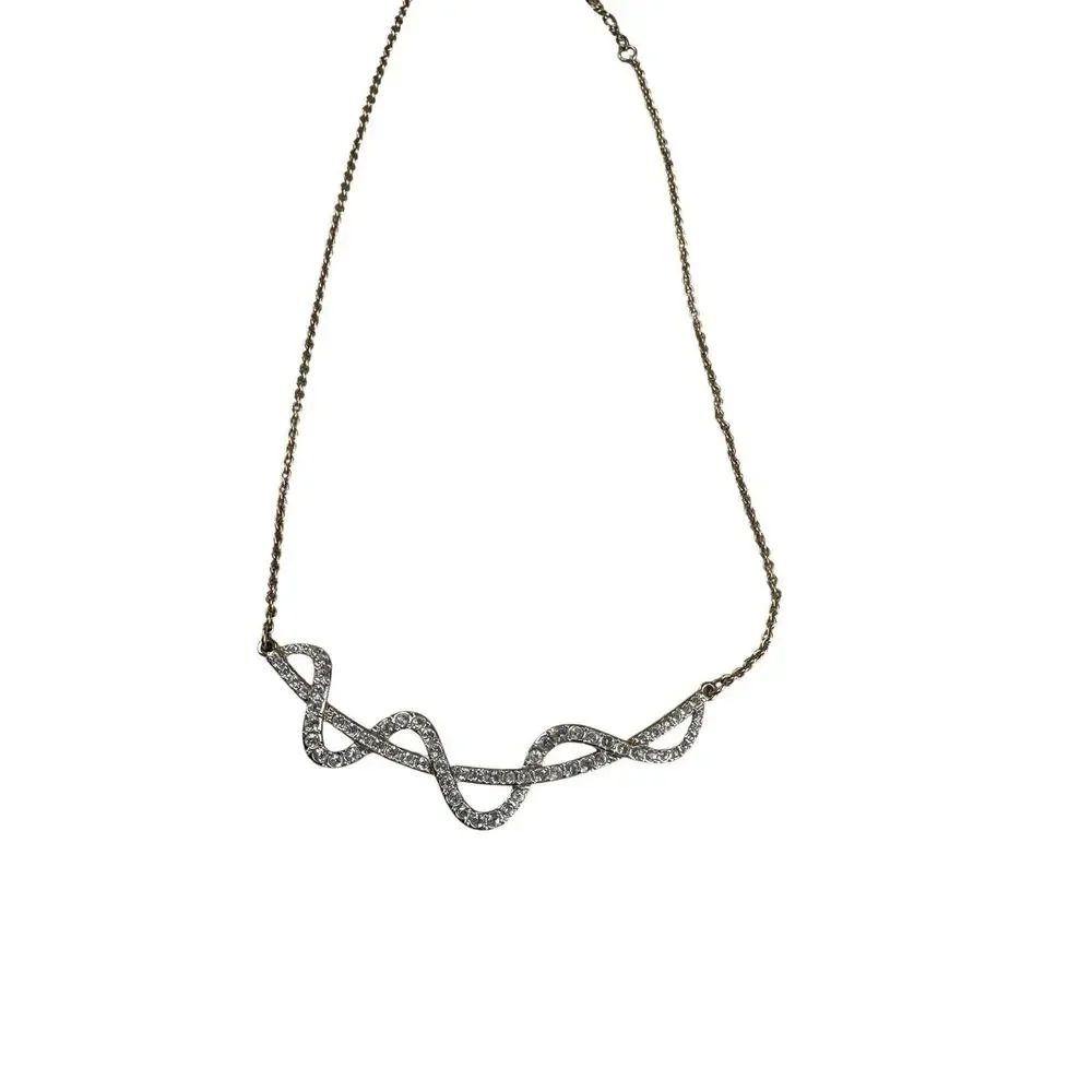 Vintage Swarovski Gold Tone Pavé Crystal Necklace Classic Glam Signed Swan